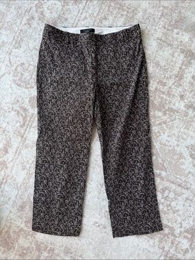 Talbots Brown Micro Floral Straight-Leg Chinos